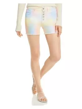 Женские джинсовые шорты с бахромой по низу Aqua, цвет pastel multi