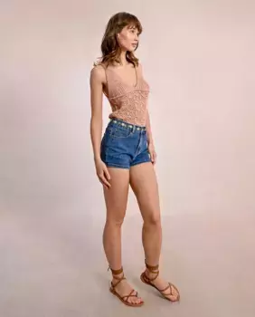 Женские джинсовые шорты с цветочной деталью Molly Bracken, синий