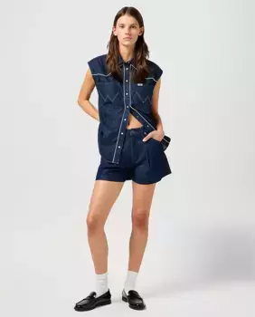 Женские джинсовые шорты с покрытием черного цвета Wrangler, тёмно-синий