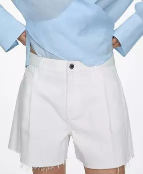 Женские джинсовые шорты с потертым краем MANGO, белый