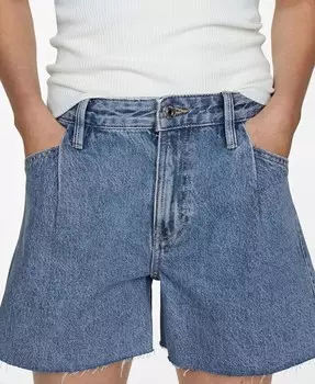 Женские джинсовые шорты с потертым краем MANGO, синий