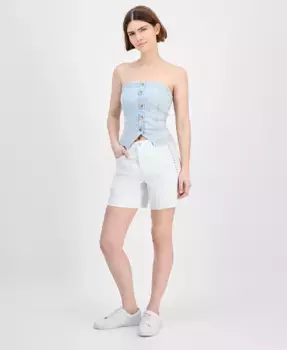 Женские джинсовые шорты с высокой посадкой и отделкой из шипов And Now This, белый