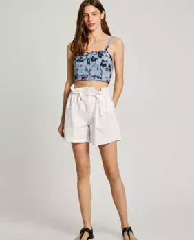 Женские джинсовые шорты с завязками на талии Pepe Jeans, белый