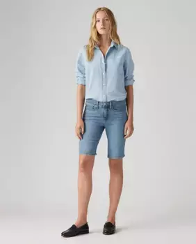 Женские джинсовые шорты Shaping Bermuda прямые, средней посадки Levi's, синий