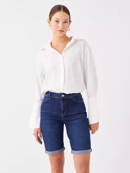 Женские джинсовые шорты узкого кроя с нормальной талией LCW Jeans, темное родео