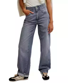 Женские джинсы Aster с прострочкой, прямые Free People, синий