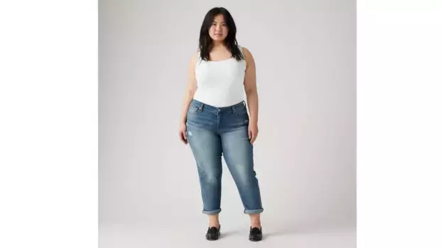 Женские джинсы бойфренд со средней посадкой (большие размеры) Levi's, цвет Driving Away - Medium Wash