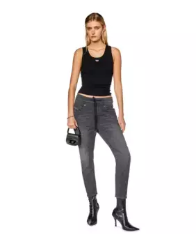 Женские джинсы-бойфренды с низкой посадкой и кулиской на талии Diesel, черный