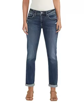 Женские джинсы Boyfriend Mid Rise Slim Leg Silver Jeans Co., синий