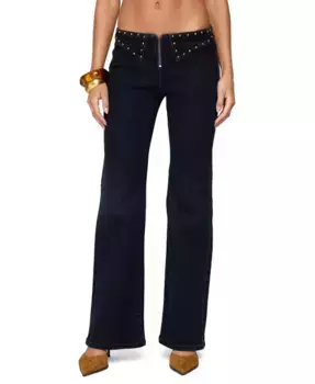 Женские джинсы Carys с заклепками, низкой посадкой и расклешенными штанинами Edikted, синий