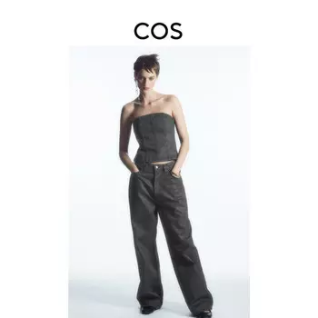 Женские джинсы Cos с широкими штанинами и заниженной талией, черный