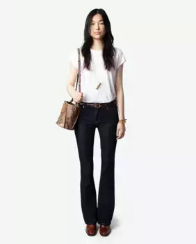 Женские джинсы Eclipse средней расклешенной ткани Zadig & Voltaire, темно-синий