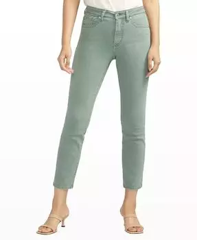 Женские джинсы Isbister с высокой талией и прямыми штанинами Silver Jeans Co., зеленый