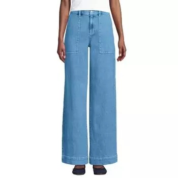 Женские джинсы из мягкого денима с широкими штанинами Lands' End, цвет hutton blue wash