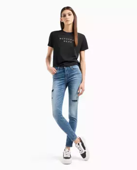 Женские джинсы J69 Push-Up Skinny со средней и высокой талией Armani Exchange, голубой