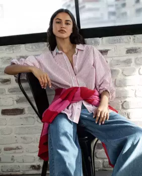 Женские джинсы Jaimy прямого кроя с высокой талией и полосатым принтом Pepe Jeans, синий