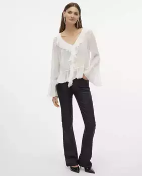 Женские джинсы-клеш с эффектом искусственной кожи Vero Moda, черный
