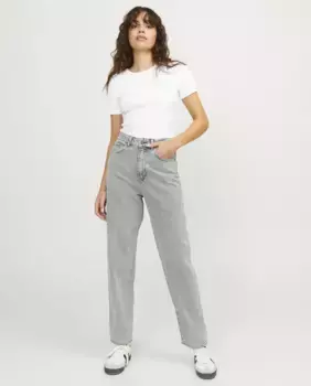 Женские джинсы Lisbon mom fit с высокой посадкой Jack & Jones, серый