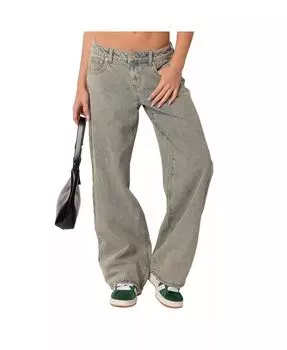 Женские джинсы Magda с низкой талией и кислотной стиркой Edikted, синий