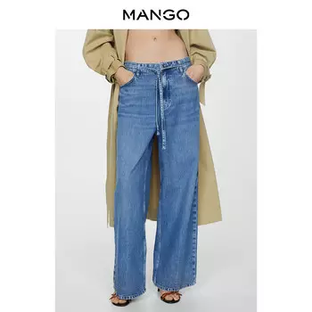 Женские джинсы Mango с низкой талией и широкими штанинами, синий