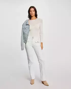 Женские джинсы прямого кроя с карманами-клапанами Morgan, цвет Crudo