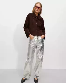 Женские джинсы прямого кроя с металлическим оттенком и карманами Parfois, серебряный