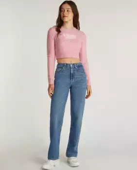Женские джинсы прямого кроя с высокой талией Tommy Jeans, синий