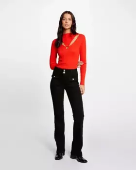 Женские джинсы прямого кроя со средней посадкой и карманами с клапанами Morgan, черный