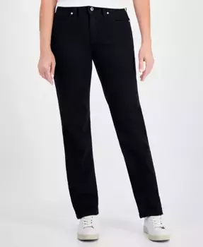 Женские джинсы прямого кроя средней посадки Style & Co, черный