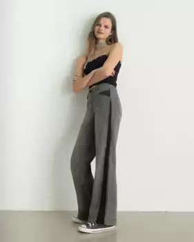 Женские джинсы прямого покроя с высокой талией, застежкой на четыре пуговицы спереди и молнией Noon, синий