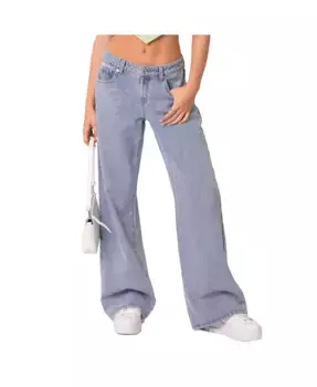 Женские джинсы Raelynn с эффектом потертости и низкой посадкой Edikted, синий