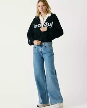 Женские джинсы Red Bull Racing прямого кроя со средней посадкой и широкими штанинами Pepe Jeans, синий