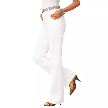 Женские джинсы Roaman's Plus Size Petite Invisible Stretch Iconic Bootcut, цвет White Denim
