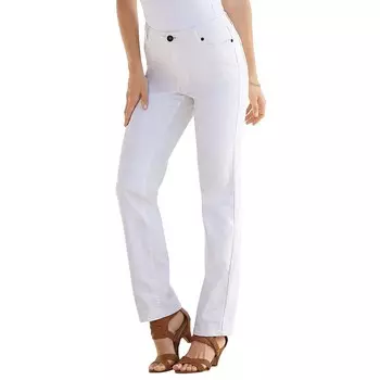 Женские джинсы Roaman's Plus Size Petite Invisible Stretch Iconic прямого кроя, цвет White Denim