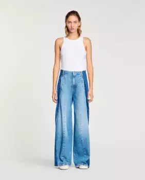 Женские джинсы с контрастными аппликациями Sandro, синий