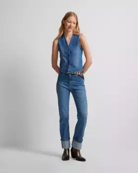 Женские джинсы с отворотами Silbon, тёмно-синий