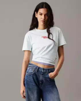 Женские джинсы с широкими штанинами и высокой талией Calvin Klein Jeans, синий
