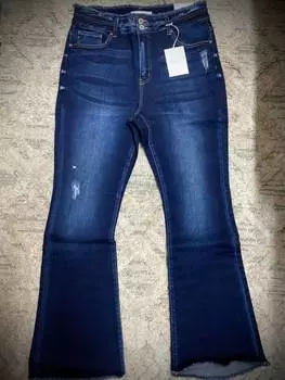 Женские джинсы с высокой посадкой и расклешенным подолом - Plus, средняя стирка KanCan, цвет medium wash