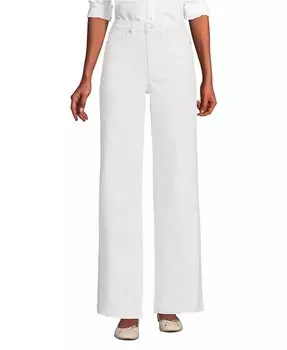 Женские джинсы с высокой посадкой и широкими штанинами Lands' End, белый