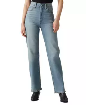 Женские джинсы с высокой посадкой на талии и прямыми штанинами Ribcage Levi's, черный