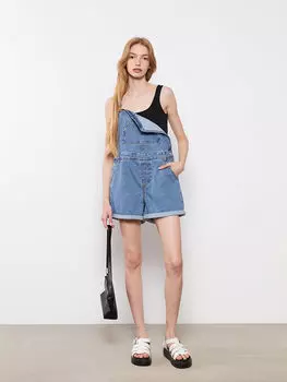 Женские джинсы Salopet с квадратным воротником и прямыми карманами LCW Jeans