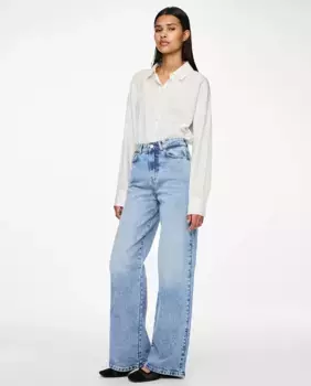 Женские джинсы широкого кроя Pieces, голубой