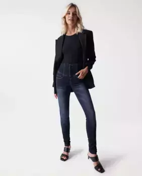 Женские джинсы скинни Diva с завышенной талией и эффектом потертости Salsa Jeans, темно-синий