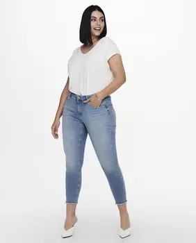 Женские джинсы скинни длиной до щиколотки Only Carmakoma, светло-синий