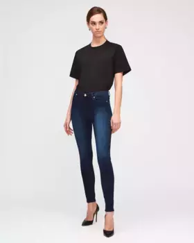 Женские джинсы скинни HW Skinny с высокой посадкой 7 For all mankind, темно-синий