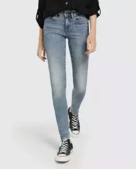 Женские джинсы скинни Midge Zip с эффектом потертости G-Star Raw, светло-голубой