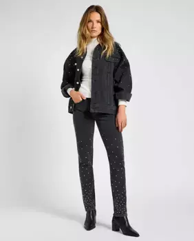 Женские джинсы скинни Rider Jeans средней посадки со стразами Lee, черный