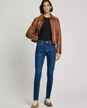Женские джинсы скинни с эффектом потертости средней посадки Pepe Jeans, синий
