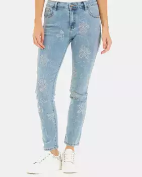 Женские джинсы скинни с деталями из стразов Alma en Pena, светло-голубой