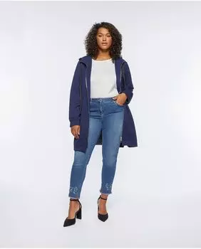 Женские джинсы скинни с вышивкой и бахромой Fiorella Rubino, светло-синий